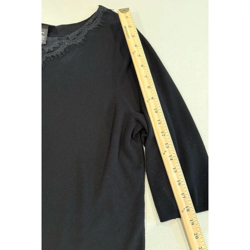 Lane Bryant 3/4 Sleeve Knit Sweater Womens 18/20 Black Lace Stretch Travel